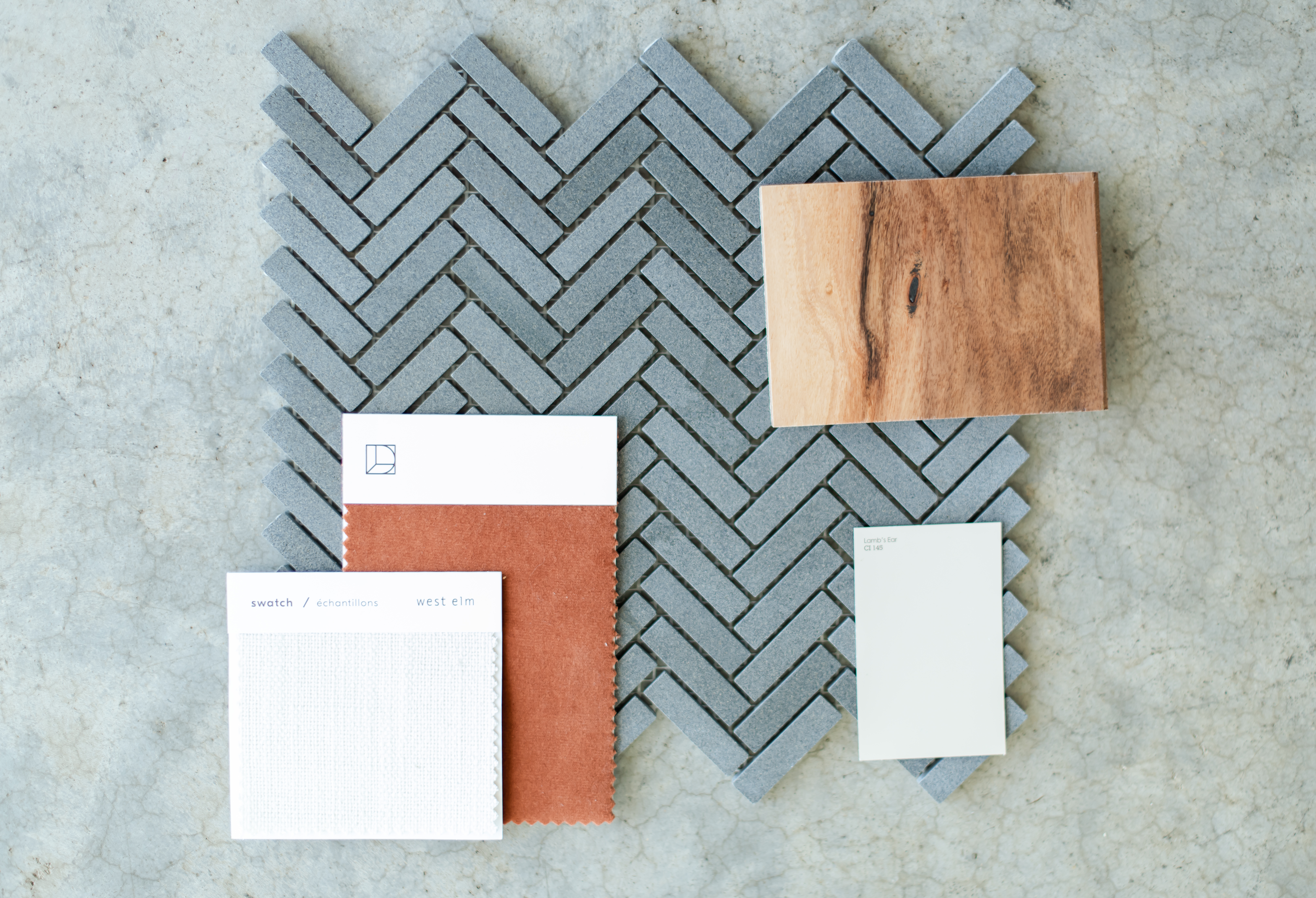 Layout of material samples. Design story board by Nest New